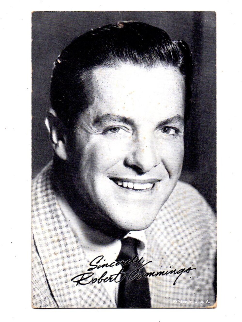 Old:1950s - Robert Cummings - B & W Penny Arcade Card /Old Movie Star / Actor